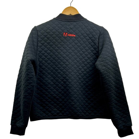 Marine Layer x Adobe Quilted Bomber Jacket Mens Large Black Adobe Logo Casual - Picture 2 of 8